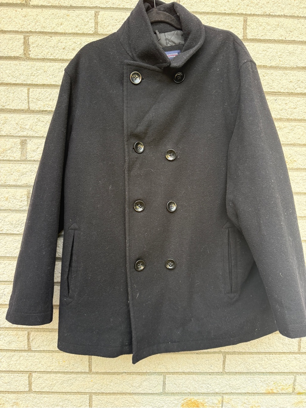 Roundtree & York Luxurius Wool Womens Black Double-Breasted Wool Peacoat